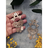 Dancing Hares on Heart Earrings