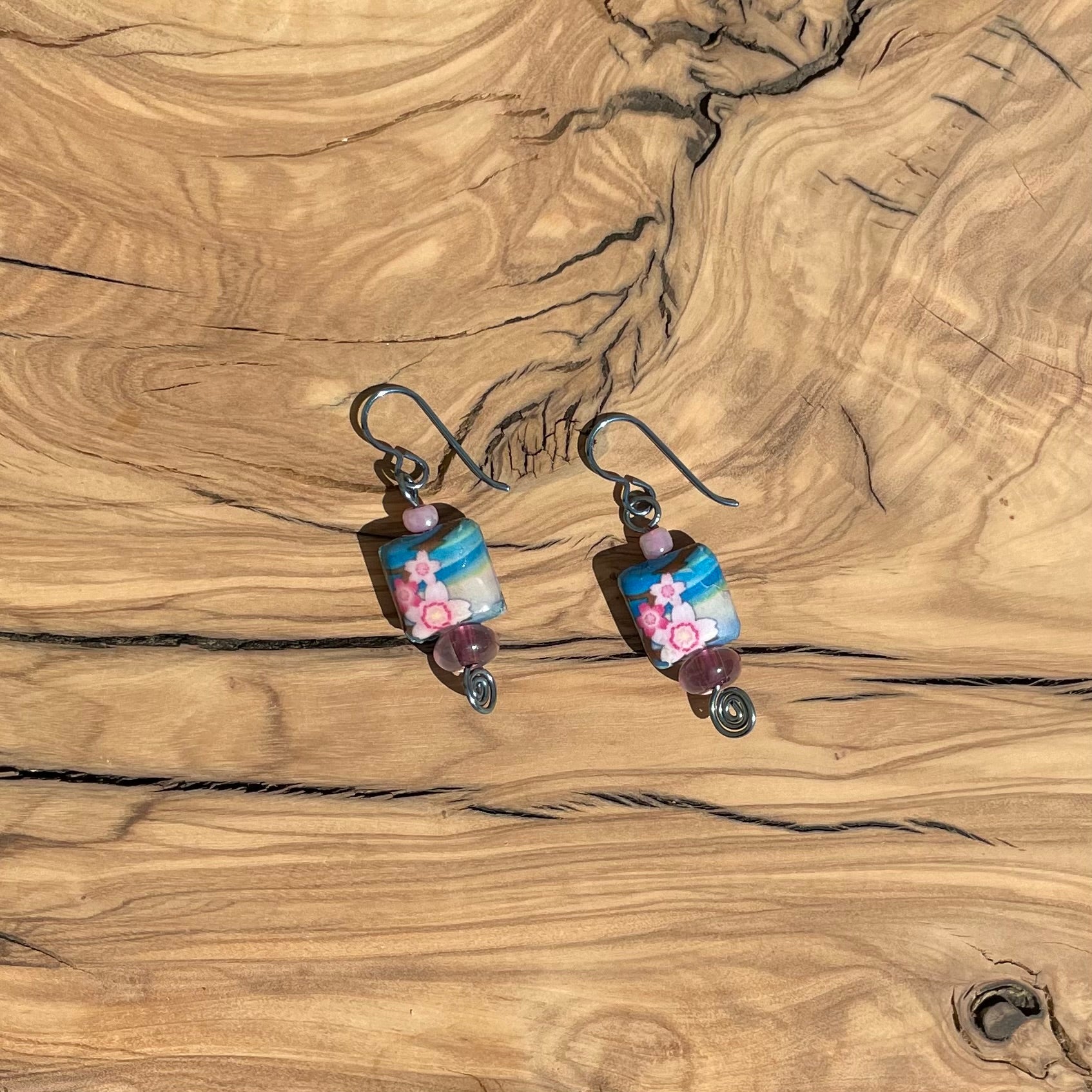 Decoupage Flowers Earrings