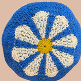 Crochet Daisy Pillow Blue and White