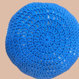 Crochet Daisy Pillow Blue and White