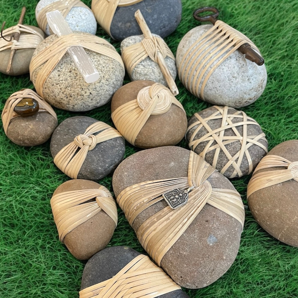 Rattan Wrapped Rocks