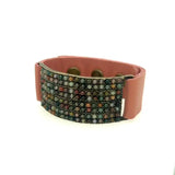 8 Row Pink Leather Bracelet